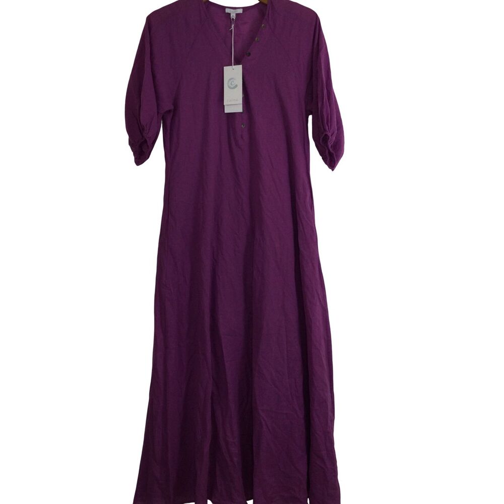 Calme by Johnny Was Womens V-Neck Buttoned Raglan Slip Dress Purple Size XS NWT